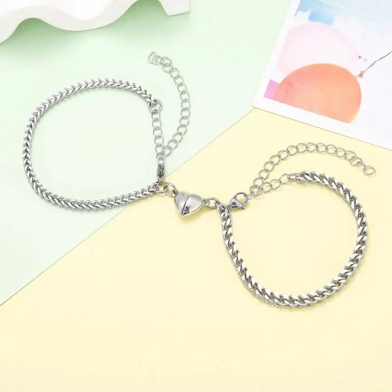 Magnetic Heart Bracelets - Couples Jewelry Gift Set of 2 – Curious