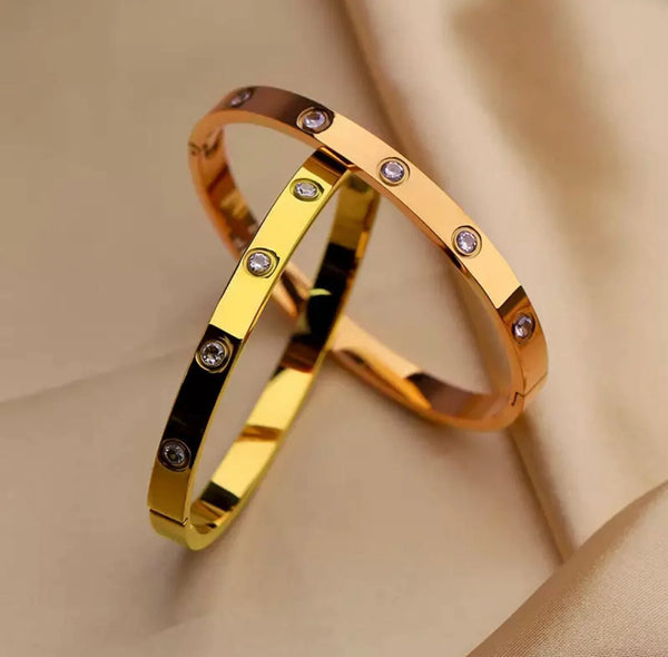 Stainless Steel Love Bracelet With Diamond Design
