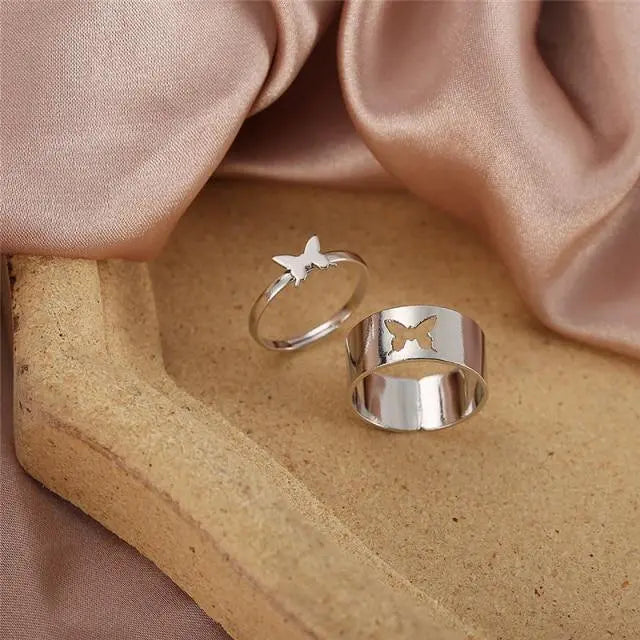 Couple Butterfly Promise Ring Set