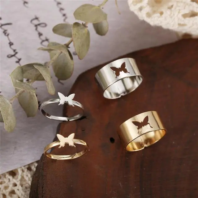 Couple Butterfly Promise Ring Set